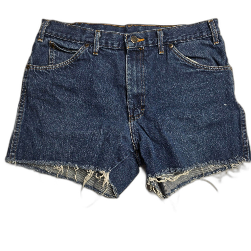 Dickies Cut Off Denim Shorts Size 32 Distressed Blue Jean High Rise 90s Y2K